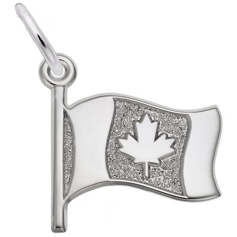Sterling Silver Waving Canadian Flag Pendant