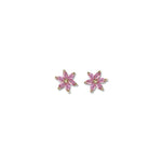 14kt Gold Pink Flower Baby Stud Earrings