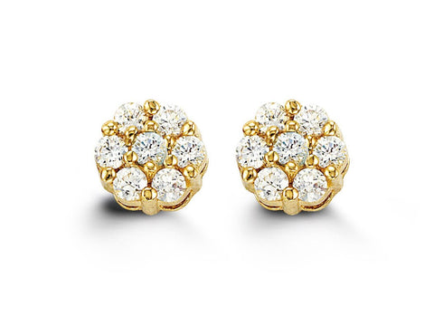 14kt Gold Cluster Baby Stud Earrings