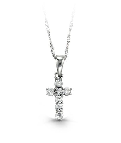 10kt White Gold Cross Baby Necklace
