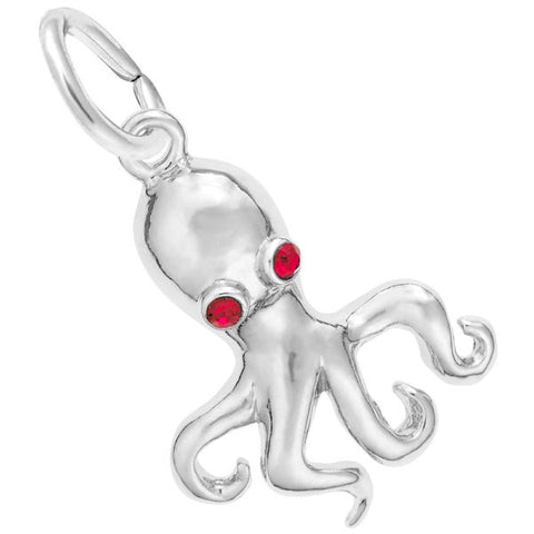 Sterling Silver Octopus with Stones Charm/Pendant