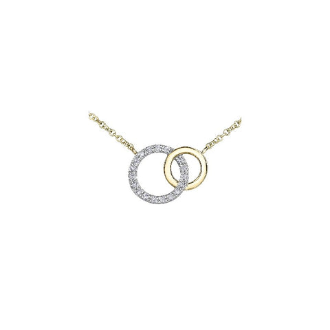10kt Yellow Gold Interlocking Circles Diamond Necklace