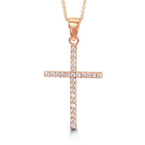 Bella Collection - CZ Rose Gold Cross