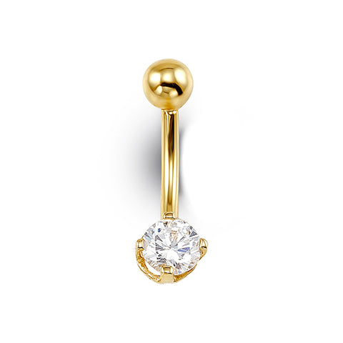 14kt Yellow Gold CZ Belly Ring