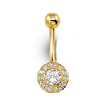 14kt Yellow Gold CZ Halo Belly Ring