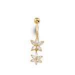 14kt Yellow Gold CZ Flower Belly Ring