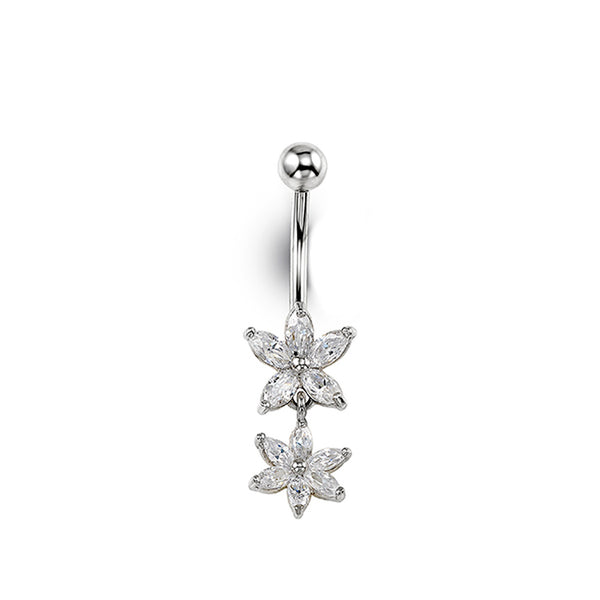 14K Yellow Gold shops with CZ Belly Ring Blossoms 7023