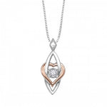 White & Rose Gold Pulse Heart Diamond Necklace