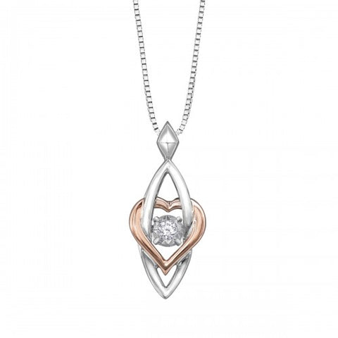 10kt White & Rose Gold Pulse Heart Diamond Necklace