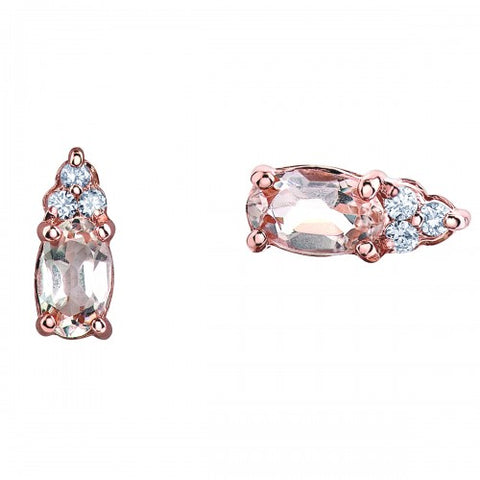10kt Rose Gold Morganite & Diamond Earrings