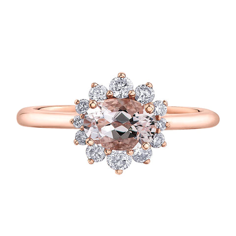 10kt Rose Gold Morganite & Diamond Ring