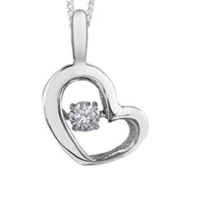 10kt White Gold Pulse Diamond Heart Necklace