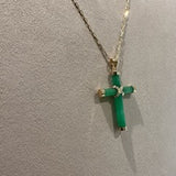 14kt Yellow Gold Jade Cross Necklace