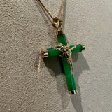 14kt Yellow Gold Jade Cross Necklace