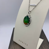 Sterling Silver Faceted Oval Rosalind Pendant by Korite Ammolite