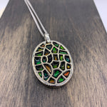Amaris Sterling Silver Oval Elements Pendant by Korite Ammolite
