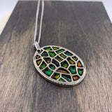 Amaris Sterling Silver Oval Elements Pendant by Korite Ammolite