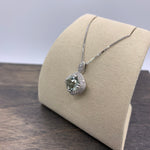 14kt White Gold Green Amethyst & Diamond Necklace