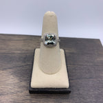 14kt White Gold Green Amethyst & Diamond Ring