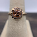 14kt Rose Gold Cushion Morganite & Diamond Ring