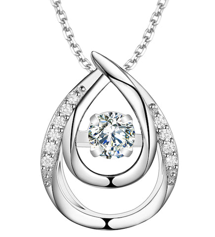 Sterling Silver Dancing Zirconia Necklace