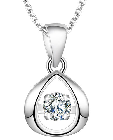 Sterling Silver Dancing Zirconia Necklace
