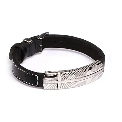 JOSEF ELIAS Damascus Steel Leather Bracelet