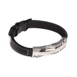 JOSEF ELIAS Damascus Steel Leather Bracelet