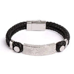 JOSEF ELIAS Damascus Steel Leather Bracelet