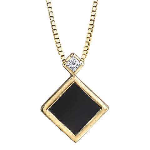 Maple Leaf Diamonds - Onyx & Diamond Pendant