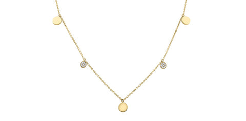 10kt Yellow Gold Circles Diamond Necklace