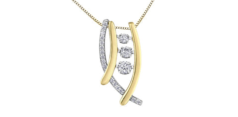 10kt White & Yellow Gold Pulse Diamond Necklace