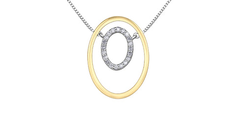 10kt Yellow Gold Oval Diamond Necklace