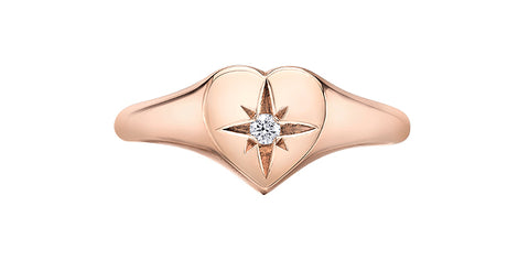 Maple Leaf Diamonds - Signet Heart Ring