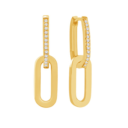 Yellow Gold Paperclip Diamond Earrings