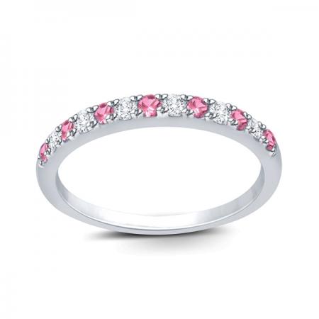 Pink Sapphire & Diamond Band