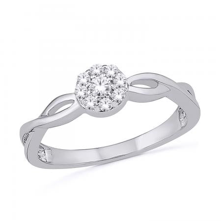 Promise Rings - White Gold Halo Ring