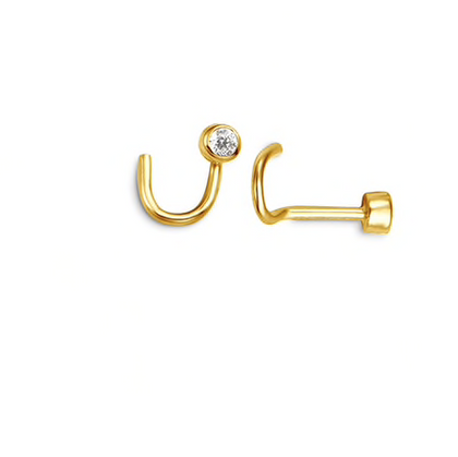 14kt Yellow Gold Bezel Crystal Nose Stud
