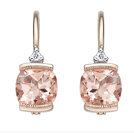 10kt Rose Gold Morganite & Diamond Earrings