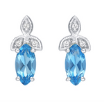 10kt White Gold Blue Topaz & Diamond Earrings