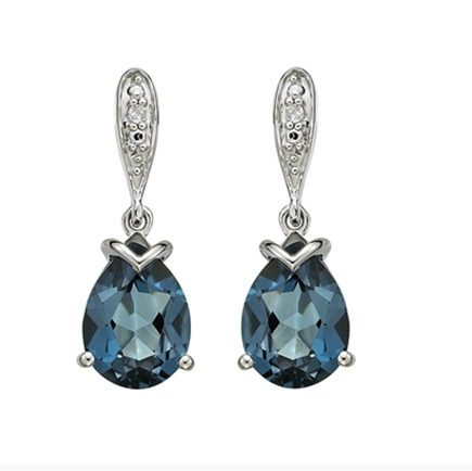 10kt White Gold London Blue Topaz & Diamond Earrings