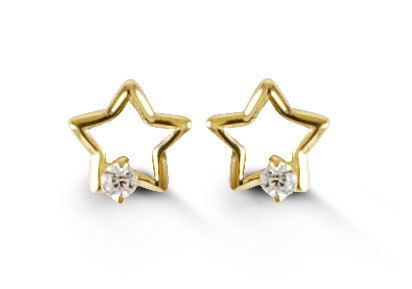 14kt Yellow Gold Star Baby Stud Earrings