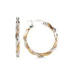 Bella Collection - White & Rose Gold Twist Hoop Earrings