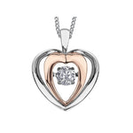 10kt White & Rose Gold Pulse Diamond Heart Necklace