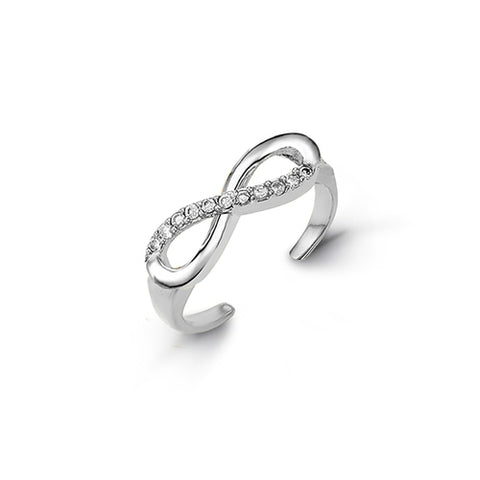 10kt White Gold Infinity CZ Mindi or Toe Ring - Adjustable