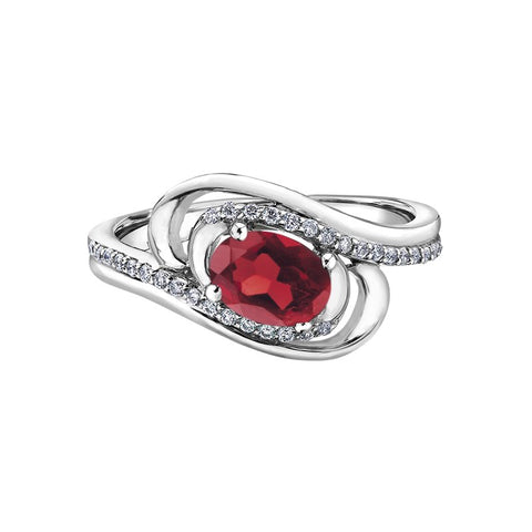 White Gold Ruby & Diamond Ring