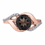 Rose Gold Smokey Quartz Diamond Ring