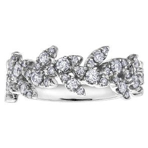 Leaf Diamond White Gold Band