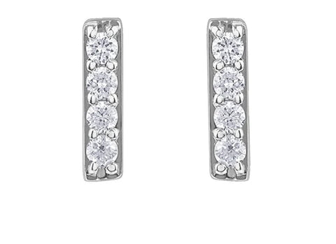 10kt White Gold Diamond Bar Earrings