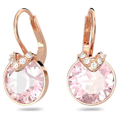 Swarovski Bella V drop earrings Round cut, Pink 5662114